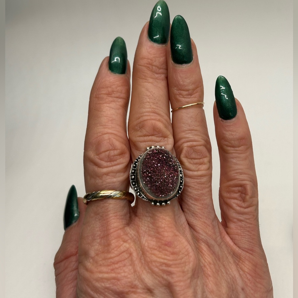 Nicky Butler Sterling Purple Druzy Ring      Sz 8 - Picture 10 of 11